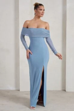 On Your Mind | Powder Blue Mesh Long Sleeve Maxi Dress -ENY Clothing Shop CC HR CL126435 OnYourMindPowderBlueMeshLongSleeveMaxiDress1