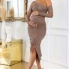 Sweet Dreams | Mocha Maternity Ruched Sheer Sleeve Midi Dress -ENY Clothing Shop CC WB CL125303MochaMaternityRuchedSheerSleeveMaxiDress