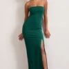 Belle Of The Ball | Bottle Green Bandeau Maxi Dress With Split Hem -ENY Clothing Shop CC WB CL127995047 BelleofTheBallBottleGreenBandeauMaxiDressWithSplitHem7