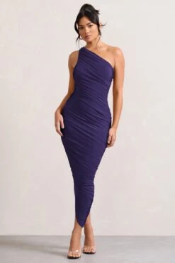 Dorit | Purple One Shoulder Asymmetric Ruched Midi Dress 10 Dorit | Purple One Shoulder Asymmetric Ruched Midi Dress -ENY Clothing Shop CC WB CL129293104 DoritBlackberryOneShoulderAsymmetricRuchedMidiDress0