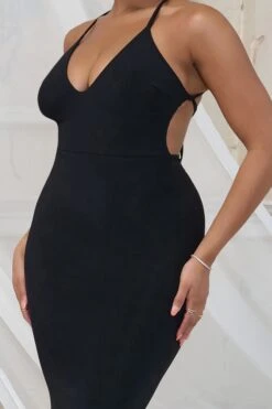 Shooting Star | Black Backless Knot Detail Fishtail Maxi Dress -ENY Clothing Shop CL126211 ShootingStarBlackBacklessKnotDetailFishtailMaxiDress Detail