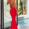 Shooting Star | Red Backless Knot Detail Fishtail Maxi Dress -ENY Clothing Shop CL126211 backless knot detail fishtail maxi dress red 5