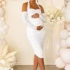 Special Delivery | White Maternity Ruched Halterneck Midi Dress 1 Special Delivery | White Maternity Ruched Halterneck Midi Dress -ENY Clothing Shop CL126479 white maternity ruched halterneck midi dress 1