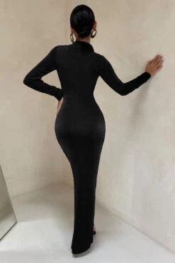 Restless Heart | Black Bodycon Ruched Long Sleeve Maxi Dress -ENY Clothing Shop CL126537 Black Bodycon Ruched Long Sleeve Maxi Dress 7