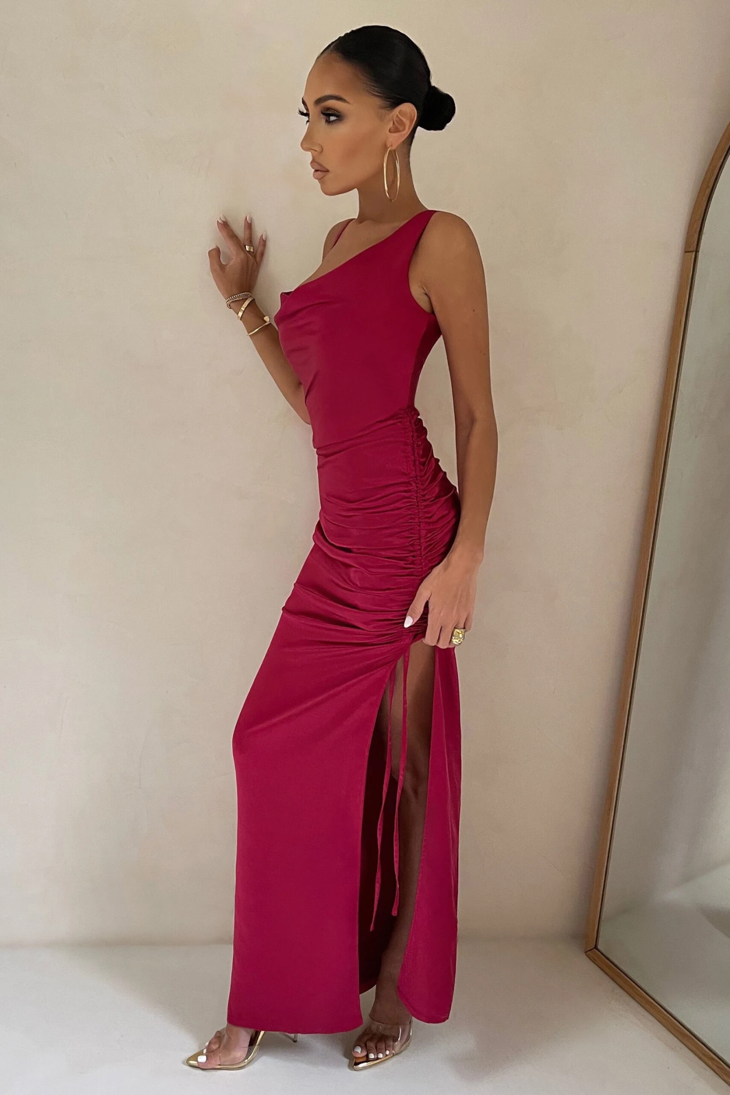 Belonging | Berry Ruched Cowl Maxi Dress 7 Belonging | Berry Ruched Cowl Maxi Dress - Image 5