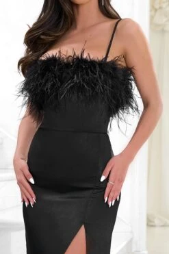 Add The Drama | Black Square Neck Maxi Dress With Feather Trim 7 Add The Drama | Black Square Neck Maxi Dress With Feather Trim -ENY Clothing Shop CL126569Black1SquareNeckMaxiDressWithFeatherTrim1