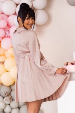 ENY Clothing Shop -ENY Clothing Shop CL126714 Nude Belted Wrap Mini Dress 8