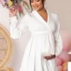 Sweet Lullaby | White Maternity Belted Wrap Mini Dress -ENY Clothing Shop CL126714 White Belted Wrap Mini Dress 11