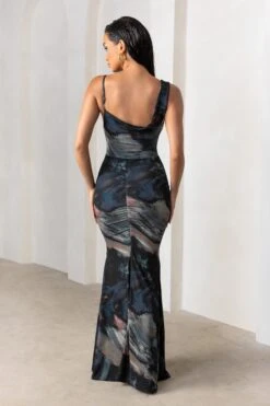Phantasy | Black Abstract Print Asymmetric Neckline Cowl Maxi Dress -ENY Clothing Shop CL126730 PhantasyBlackPrintAsymmetricNecklineCowlMaxiDress15