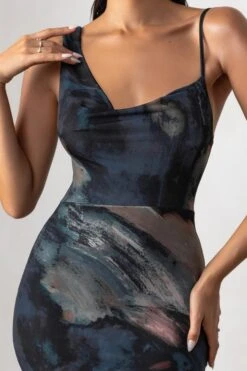 Phantasy | Black Abstract Print Asymmetric Neckline Cowl Maxi Dress -ENY Clothing Shop CL126730 PhantasyBlackPrintAsymmetricNecklineCowlMaxiDress16