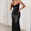 Lifetime | Black Satin Cowl Neck Maxi Dress With Cross Back Detail -ENY Clothing Shop CL127192 LifetimeBlackSatinCowlNeckMaxiDressWithCrossBackDetail2 f1cc378e aa28 4dae a94e f38826d32dd2