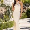 The Big Day | Ivory Satin Halter Neck Fishtail Maxi Dress -ENY Clothing Shop CL127197 WhiteHalterNeckFishtailMaxiDress1