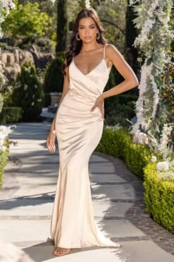 Heavenly | Cream Satin Sweetheart Neckline Wrap Front Fishtail Maxi Dress -ENY Clothing Shop CL127255 WhiteSatinWrapFrontMaxiDress4