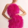Gina | Pink High Neck Feather Mini Dress With Cross Back -ENY Clothing Shop CL128080 GinaOrchidHighNeckFeatherMiniDressWithCrossBack1