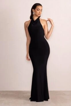 Safiya | Black Cowl Neck Low Back Twist Strap Detail Maxi Dress 11 Safiya | Black Cowl Neck Low Back Twist Strap Detail Maxi Dress -ENY Clothing Shop CL128182 SafiyaBlackCowlNeckLowBackTwistStrapDetailMaxiDress1