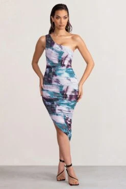 Late Night | Multi Printed Asymmetric One Shoulder Ruched Midi Dress -ENY Clothing Shop WB BR CC CL126680 LateNightMultiPrintedAsymmetricOneShoulderRuchedMidiDress2