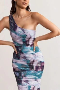 Late Night | Multi Printed Asymmetric One Shoulder Ruched Midi Dress -ENY Clothing Shop WB BR CC CL126680 LateNightMultiPrintedAsymmetricOneShoulderRuchedMidiDress4