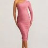 Betsy | Blush Asymmetric One Sleeve Maternity Midi Dress