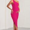 Late Night | Hot Pink Maternity Ruched One Shoulder Midi Dress 1 Late Night | Hot Pink Maternity Ruched One Shoulder Midi Dress -ENY Clothing Shop WB BR CC CL129227 LateNightHotPinkMaternityRuchedOneShoulderMidiDress0