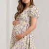 By The Cypress | Yellow Floral Maternity V-Neck Puff-Sleeved Buttoned Mini Dress -ENY Clothing Shop WB BR CC CL129440148 ByTheCypressYellowFloralV NeckPuff SleevedButtonedMiniDress3