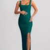 Avril | Bottle Green Square Neck Maternity Maxi Dress With Split -ENY Clothing Shop WB BR CC HR CL129206 AvrilBottleGreenSquareNeckMaternityMaxiDresswithSplit1