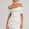 Snowdrop | White Glitter Bardot Wrap Mini Dress -ENY Clothing Shop WB BR CC WB CL129373005 SnowdropWhiteGlitterBardotWrapMiniDress3
