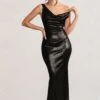 Galaxy Shimmer | Black Bias Cut Cowl Front Maxi Dress -ENY Clothing Shop WB BR CL124620 GalaxyShimmerBlackBiasCutCowlFrontMaxiDress2