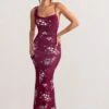 Dream Of Me | Burgundy Floral Print Asymmetric Neckline Cowl Maxi Dress -ENY Clothing Shop WB BR CL124640131 DreamofMeBerryFloralPrintAsymmetricNecklineCowlMaxiDress1