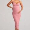 Desired | Blush Maternity Cami Midi Dress With Twist Plunge