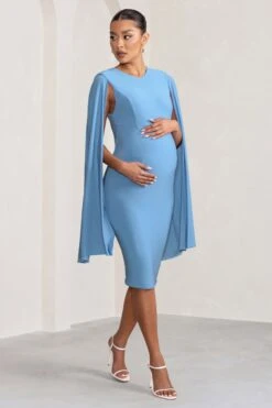 Hey Mama | Powder Blue Maternity Cape Sleeve Midi Dress 10 Hey Mama | Powder Blue Maternity Cape Sleeve Midi Dress -ENY Clothing Shop WB BR CL126485 HeyMamaPowderBlueMaternityCapeSleeveMiniDress1