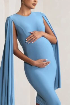 Hey Mama | Powder Blue Maternity Cape Sleeve Midi Dress 9 Hey Mama | Powder Blue Maternity Cape Sleeve Midi Dress -ENY Clothing Shop WB BR CL126485 HeyMamaPowderBlueMaternityCapeSleeveMiniDress5