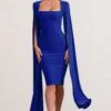Flawless | Cobalt Blue Square Neck Midi Dress With Cape Sleeves -ENY Clothing Shop WB BR CL127209073 FlawlessCobaltBlueSquareNeckMidiDressWithCapeSleeves1