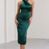 Dazzling | Bottle Green Satin Cross Over Halter Neck Midi Dress -ENY Clothing Shop WB BR CL127233047 DazzlingBottleGreenCrossOverHalterNeckMidiDress1