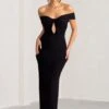 Arella | Black One Shoulder Twist Front Maxi Dress -ENY Clothing Shop WB BR CL127981 ArellaBlackOneShoulderTwistFrontMaxiDress0