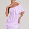 Parfait | Lilac Asymmetric Ruched Mini Dress With Statement Ruffles -ENY Clothing Shop WB BR CL128445098 ParfaitLilacAsymmetricRuchedMidiDressWithStatementRuffles4