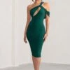 Ella | Bottle Green Asymmetric Neck Cut Out Midi Dress -ENY Clothing Shop WB BR CL129002 EllaBottleGreenAsymmetricNeckCutOutMidiDress0