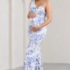 Phantasy | Blue Floral Maternity Cowl Neck Maxi Dress -ENY Clothing Shop WB BR CL129213156 PhantasyBlueFloralMaternityCowlNeckMaxiDress3