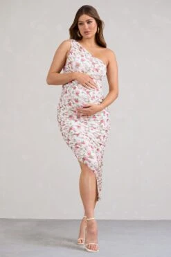 Late Night | Rose Printed Maternity Ruched One Shoulder Midi Dress 10 Late Night | Rose Printed Maternity Ruched One Shoulder Midi Dress -ENY Clothing Shop WB BR CL129227147 LateNightRosePrintedMaternityRuchedOneShoulderMidiDress0