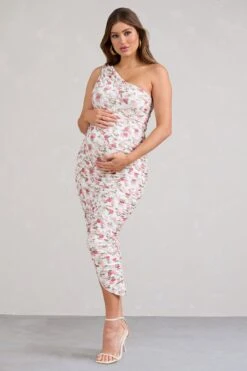 Late Night | Rose Printed Maternity Ruched One Shoulder Midi Dress 11 Late Night | Rose Printed Maternity Ruched One Shoulder Midi Dress -ENY Clothing Shop WB BR CL129227147 LateNightRosePrintedMaternityRuchedOneShoulderMidiDress1
