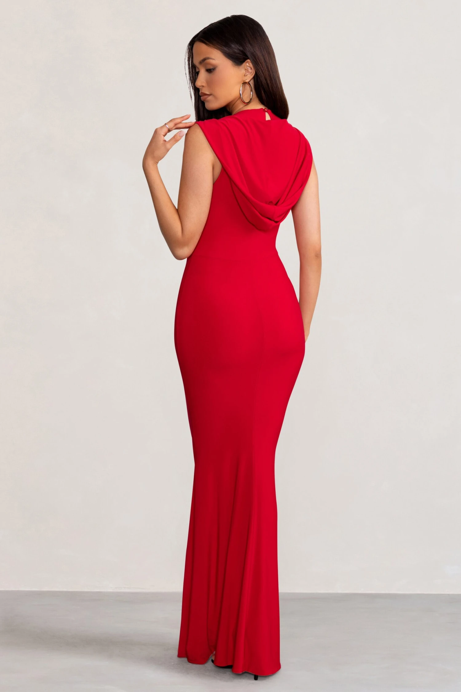 Phoenix | Red Sleeveless Maxi Dress With Hood 4 Phoenix | Red Sleeveless Maxi Dress With Hood - Image 2