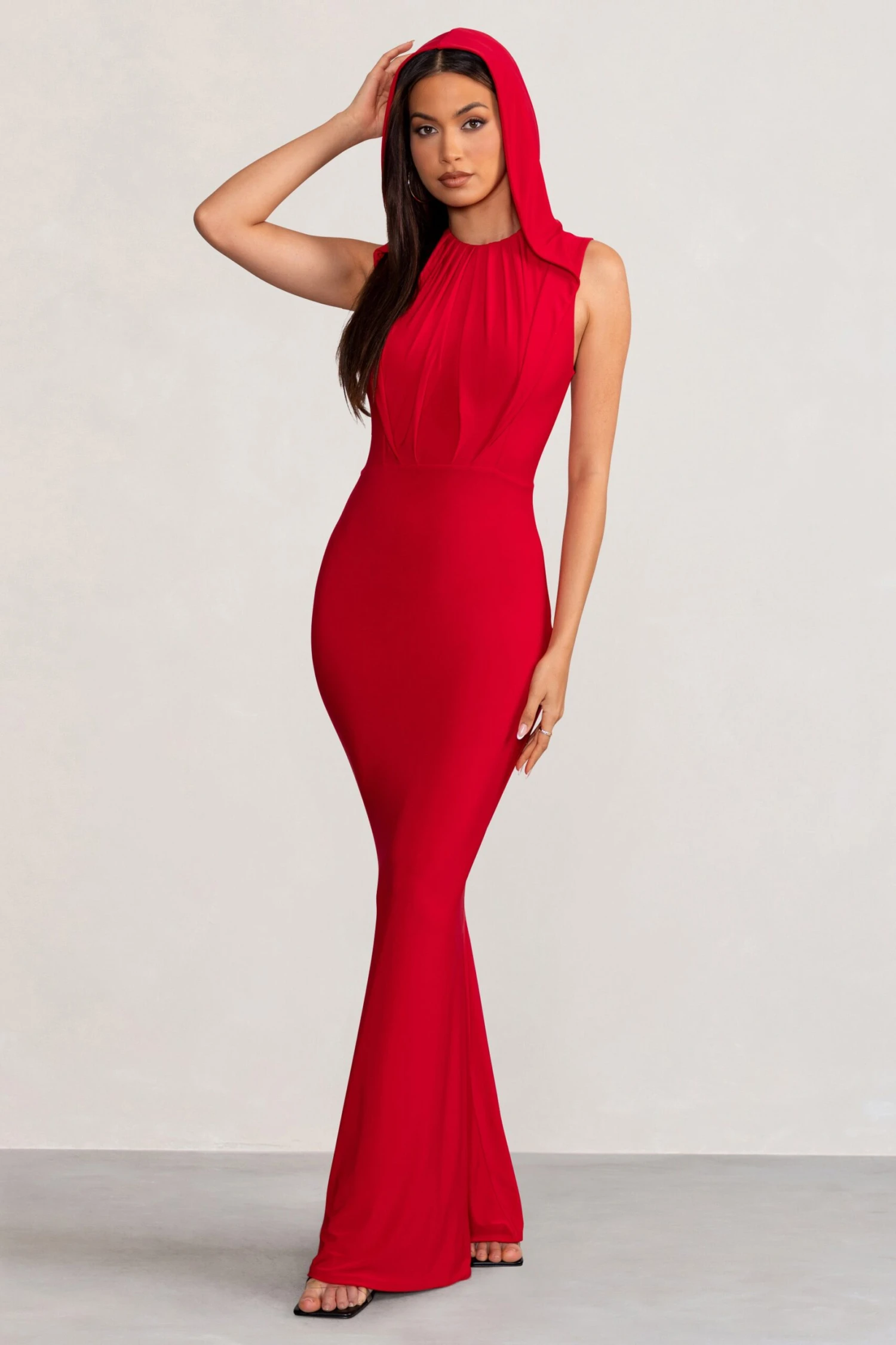 Phoenix | Red Sleeveless Maxi Dress With Hood 6 Phoenix | Red Sleeveless Maxi Dress With Hood - Image 4