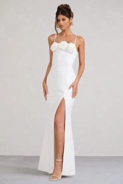 Buttercup | White Strappy Floral Split Maxi Dress 11 Buttercup | White Strappy Floral Split Maxi Dress -ENY Clothing Shop WB BR CL129349005 ButtercupWhiteStrappyFloralSplitMaxiDress4