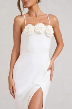 Buttercup | White Strappy Floral Split Maxi Dress 9 Buttercup | White Strappy Floral Split Maxi Dress -ENY Clothing Shop WB BR CL129349005 ButtercupWhiteStrappyFloralSplitMaxiDress5