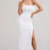 Old Money | White Bodycon Sequin Maxi Dress With Feather Trim -ENY Clothing Shop WB BR CL129357005 OldMoneyWhiteBodyconSequinMaxiDressWithFeatherTrim0