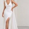 A Toast | White Split Maxi Dress With Draped Cape -ENY Clothing Shop WB BR CL129376005 AToastWhiteSplitMaxiDressWithDrapedCape0