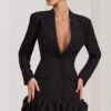 Cloud Catching | Black Tailored Blazer Mini Dress With Ruffled Hem -ENY Clothing Shop WB BR CL129387002 CloudCatchingBlackTailoredBlazerDressWithRuffledHem1