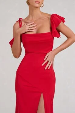 Merlot | Red Asymmetric Draped Split Maxi Dress -ENY Clothing Shop WB BR CL129420004 MerlotRedAsymmetricDrapedSplitMaxiDress5