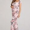 Merlot | Pink Floral Asymmetric Maternity Maxi Dress -ENY Clothing Shop WB BR CL129439146 MerlotPinkFloralAsymmetricMaternityMaxiDress6