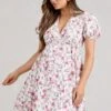 By The Cypress | Pink Floral Maternity V-Neck Puff-Sleeved Buttoned Mini Dress 2 By The Cypress | Pink Floral Maternity V-Neck Puff-Sleeved Buttoned Mini Dress -ENY Clothing Shop WB BR CL129440147 ByTheCypressPinkFloralV NeckPuff SleevedButtonedMiniDress1
