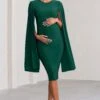 Hey Mama | Bottle Green Maternity Cape Midi Dress -ENY Clothing Shop WB CC BR CL126485 HeyMamaBottleGreenMaternityCapeSleeveMiniDress0